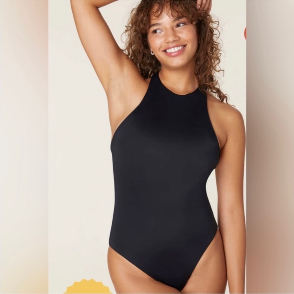 Andie High-Neck One-Piece Swimsuit in Black